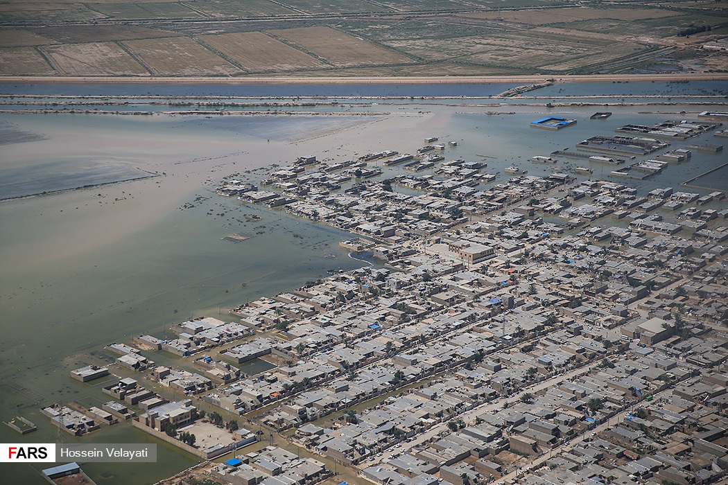 تصاویر هوایی از مناطق سیل‌زده اهواز